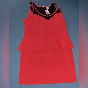 Chesley Body Con Orange Dress w| Flair at Waist Size 3x Brand New